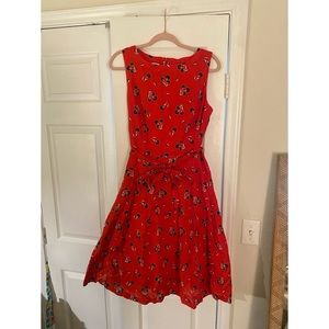 Anne Klein Women's Printed Cotton Fit & Flare Dress with Sash, Size 12